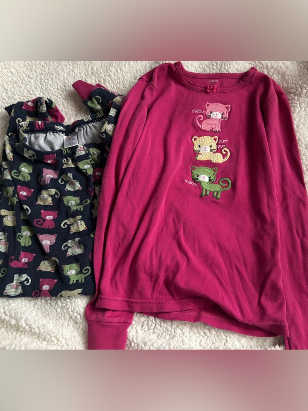Vintage rare Gymboree Girls' Pink Cat long Pajama Set Size 10